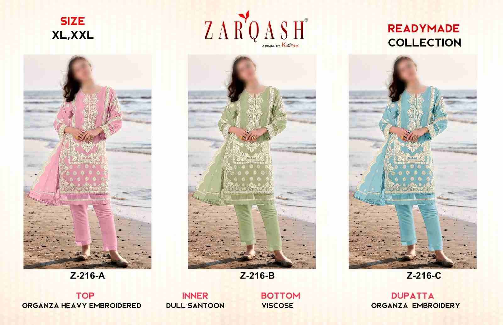 Zarqash Hit Design Z-216 Colours By Zarqash Z-216-A To Z-216-C Series Beautiful Pakistani Suits Colorful Stylish Fancy Casual Wear & Ethnic Wear Organza Dresses At Wholesale Price