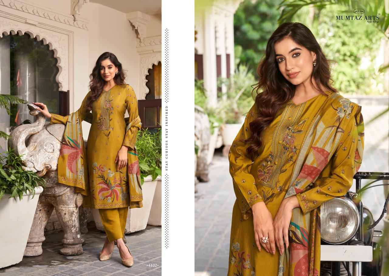 Mannat By Mumtaz Arts 4101 To 4106 Series Beautiful Festive Suits Colorful Stylish Fancy Casual Wear & Ethnic Wear Pure Muslin Print With Work Dresses At Wholesale Price