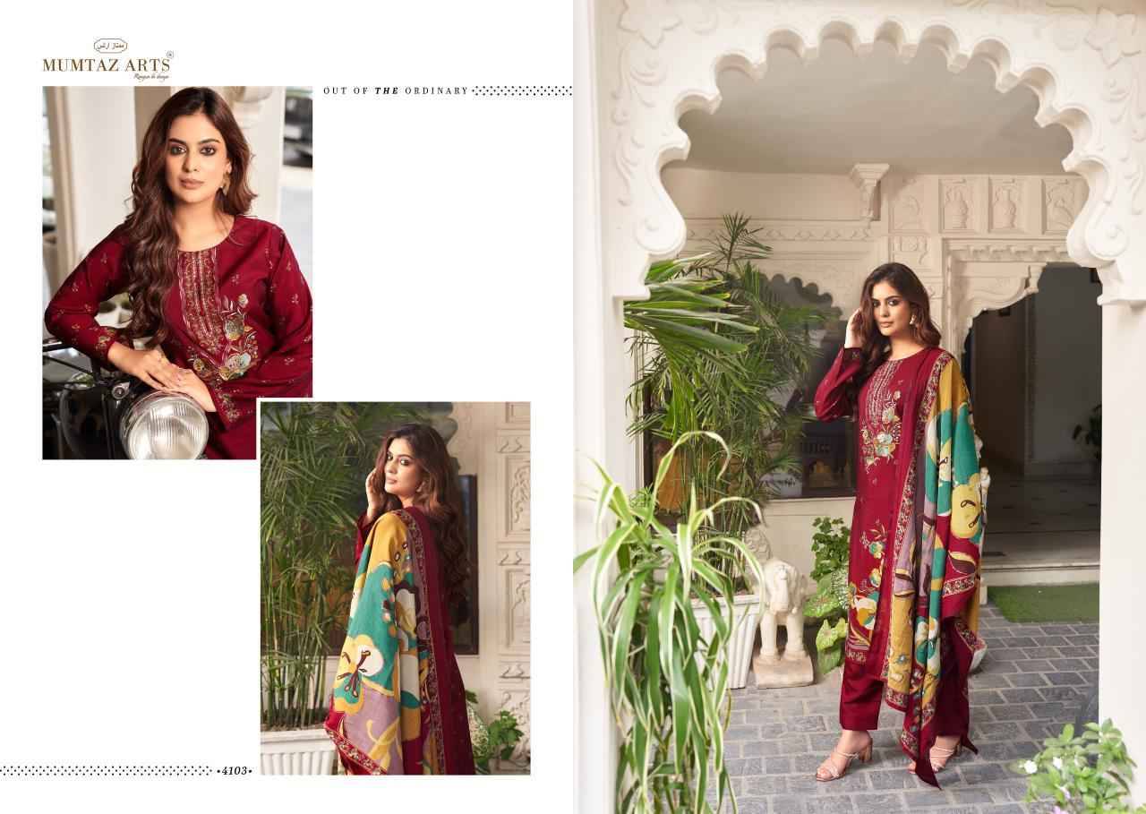 Mannat By Mumtaz Arts 4101 To 4106 Series Beautiful Festive Suits Colorful Stylish Fancy Casual Wear & Ethnic Wear Pure Muslin Print With Work Dresses At Wholesale Price