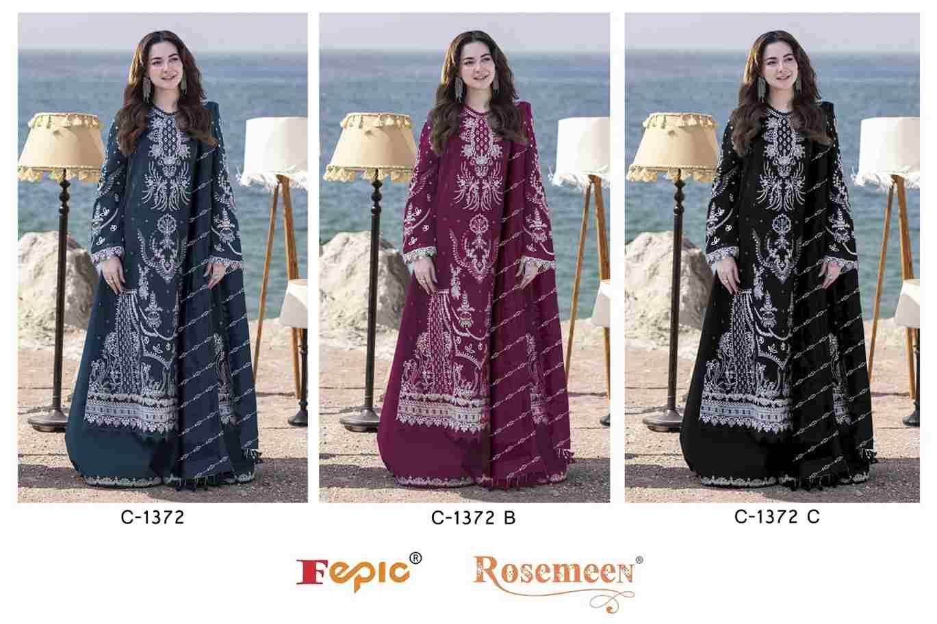 Fepic 1372 Colours By Fepic 1372-A To 1372-C Series Beautiful Pakistani Suits Colorful Stylish Fancy Casual Wear & Ethnic Wear Pure Rayon Embroidered Dresses At Wholesale Price