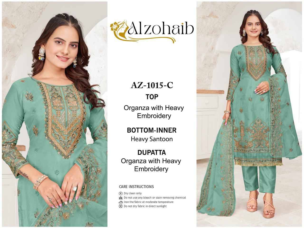 Alzohaib-1015 Colours By Alzohaib 1015-A To 1015-D Series Wholesale Designer Pakistani Suits Collection Beautiful Stylish Fancy Colorful Party Wear & Occasional Wear Organza Dresses At Wholesale Price