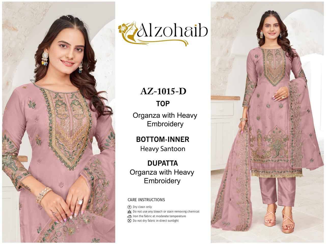 Alzohaib-1015 Colours By Alzohaib 1015-A To 1015-D Series Wholesale Designer Pakistani Suits Collection Beautiful Stylish Fancy Colorful Party Wear & Occasional Wear Organza Dresses At Wholesale Price