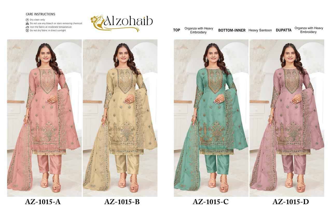 Alzohaib-1015 Colours By Alzohaib 1015-A To 1015-D Series Wholesale Designer Pakistani Suits Collection Beautiful Stylish Fancy Colorful Party Wear & Occasional Wear Organza Dresses At Wholesale Price