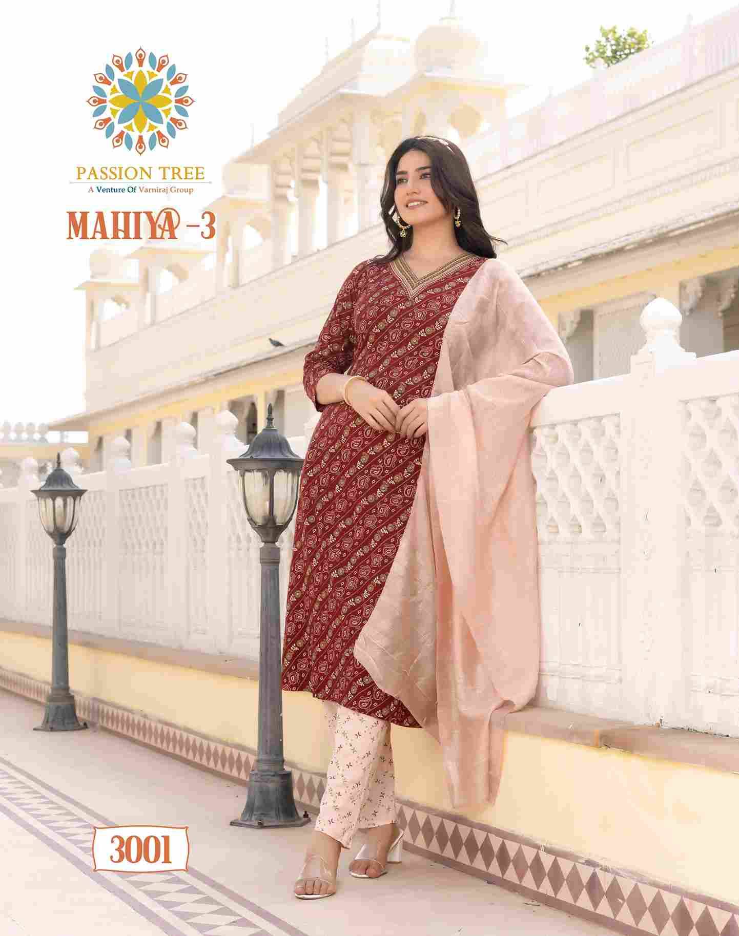 Mahiya Vol-3 By Passion Tree 3001 To 3008 Series Designer Festive Suits Collection Beautiful Stylish Fancy Colorful Party Wear & Occasional Wear Heavy Rayon Print Dresses At Wholesale Price