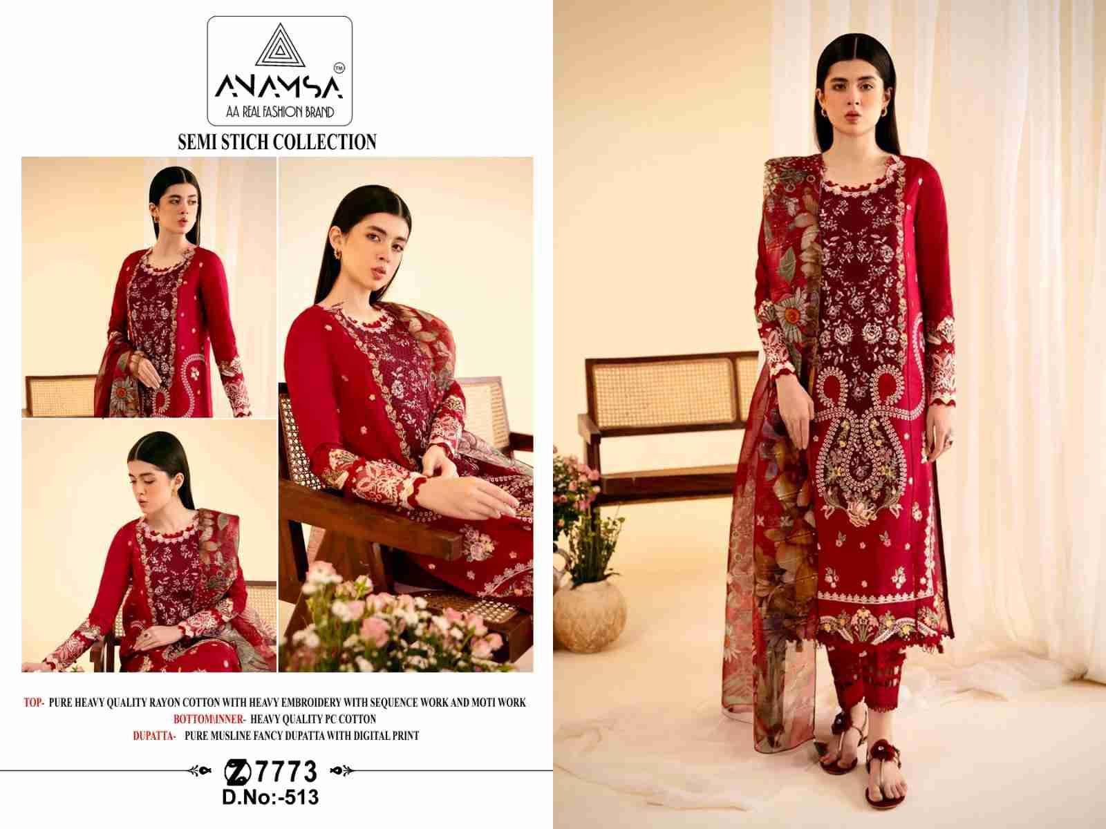 Anamsa Hit Design 513 By Fashid Wholesale Beautiful Pakistani Suits Colorful Stylish Fancy Casual Wear & Ethnic Wear Rayon Cotton Dresses At Wholesale Price