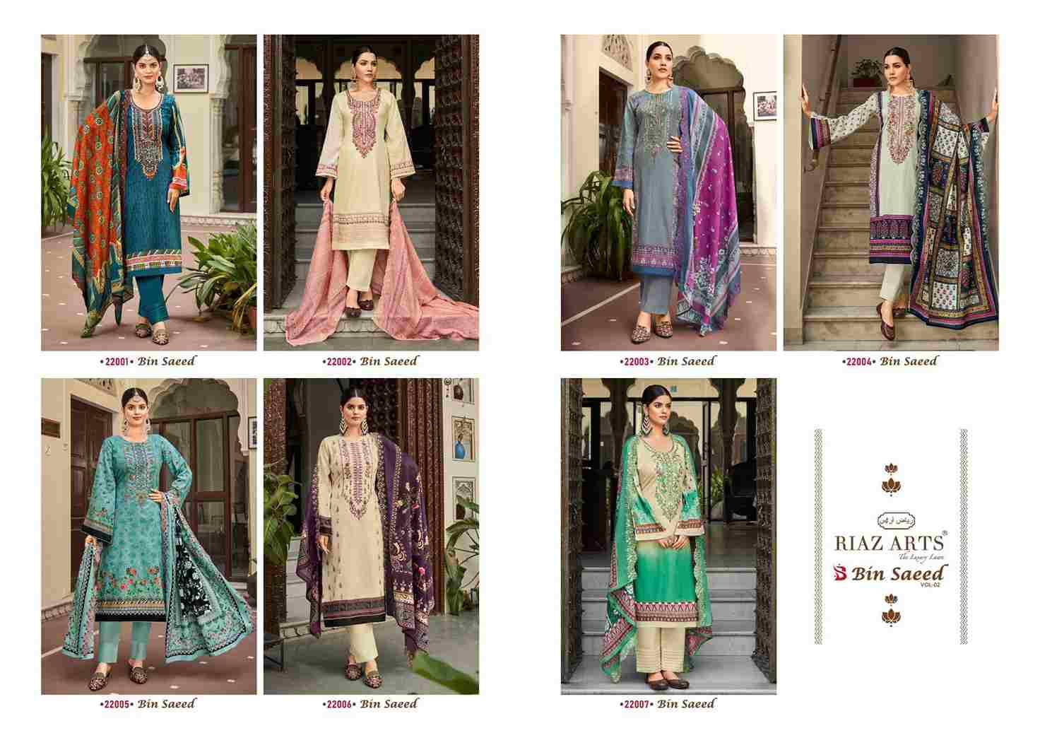 Bin Saeed Vol-2 By Riaz Arts 22001 To 22007 Series Beautiful Festive Suits Stylish Fancy Colorful Casual Wear & Ethnic Wear Pure Lawn Print Dresses At Wholesale Price