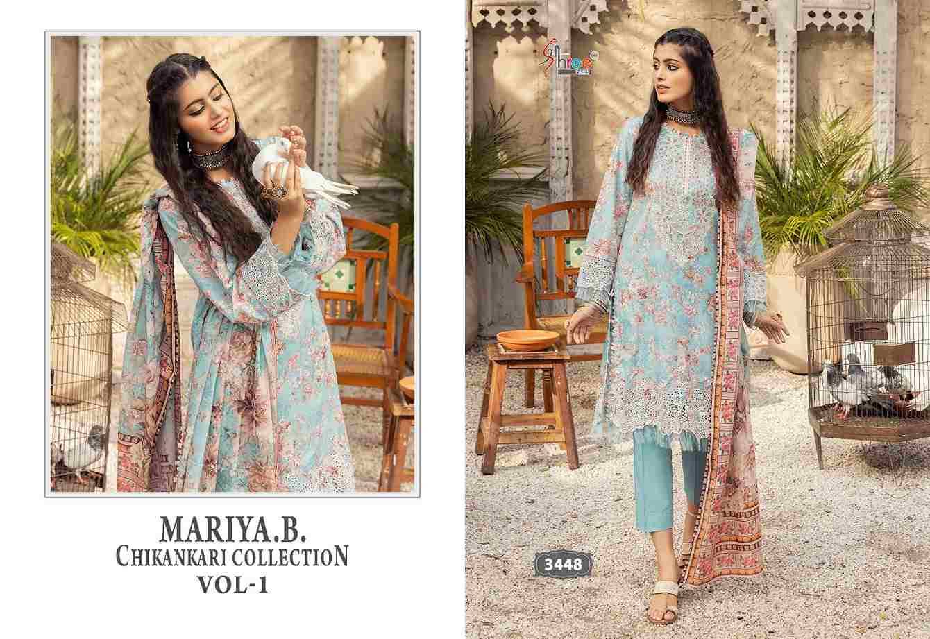 Mariya.B. Chikankari Collection Vol-1 By Shree Fabs 3447 To 3452 Series Pakistani Suits Collection Beautiful Stylish Fancy Colorful Party Wear & Occasional Wear Pure Cotton Print With Work Dresses At Wholesale Price