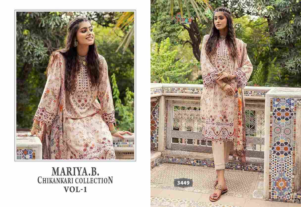 Mariya.B. Chikankari Collection Vol-1 By Shree Fabs 3447 To 3452 Series Pakistani Suits Collection Beautiful Stylish Fancy Colorful Party Wear & Occasional Wear Pure Cotton Print With Work Dresses At Wholesale Price