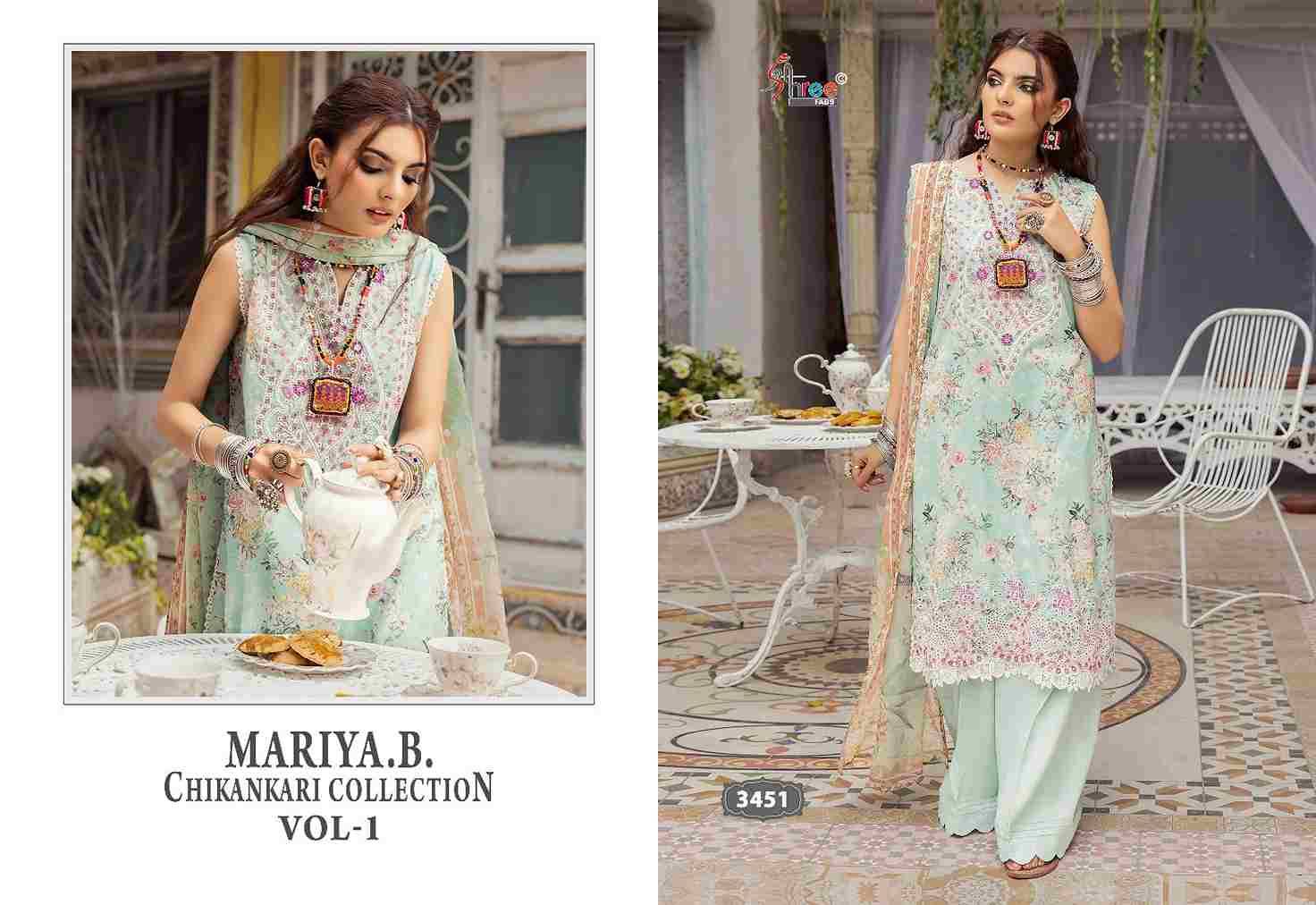 Mariya.B. Chikankari Collection Vol-1 By Shree Fabs 3447 To 3452 Series Pakistani Suits Collection Beautiful Stylish Fancy Colorful Party Wear & Occasional Wear Pure Cotton Print With Work Dresses At Wholesale Price