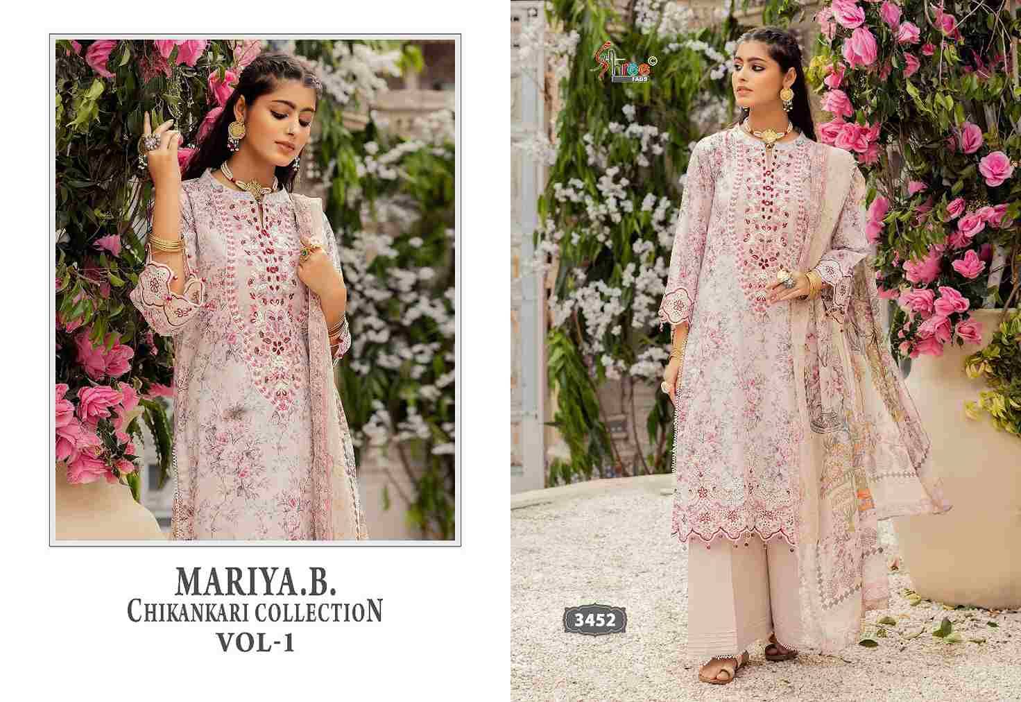 Mariya.B. Chikankari Collection Vol-1 By Shree Fabs 3447 To 3452 Series Pakistani Suits Collection Beautiful Stylish Fancy Colorful Party Wear & Occasional Wear Pure Cotton Print With Work Dresses At Wholesale Price