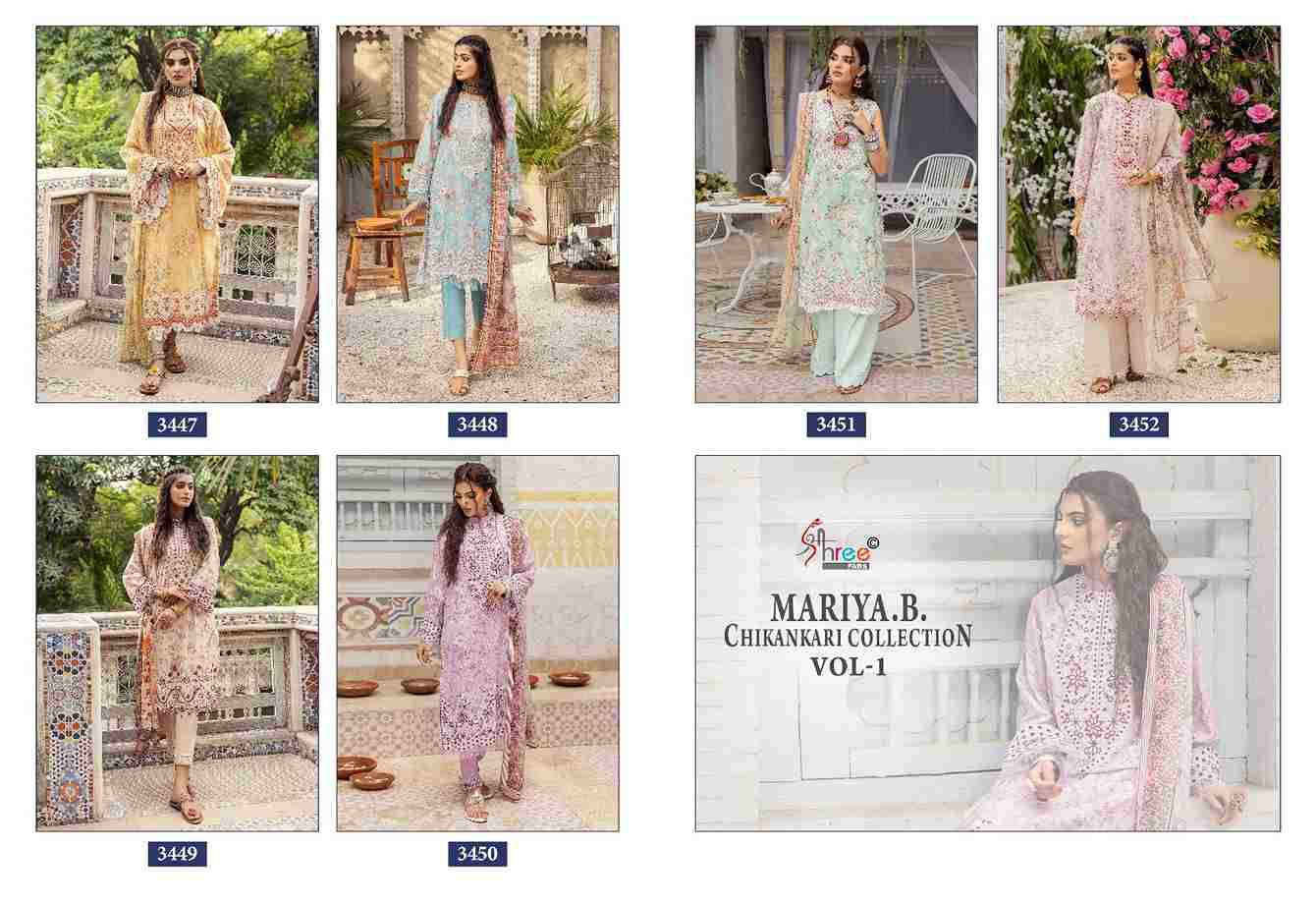 Mariya.B. Chikankari Collection Vol-1 By Shree Fabs 3447 To 3452 Series Pakistani Suits Collection Beautiful Stylish Fancy Colorful Party Wear & Occasional Wear Pure Cotton Print With Work Dresses At Wholesale Price