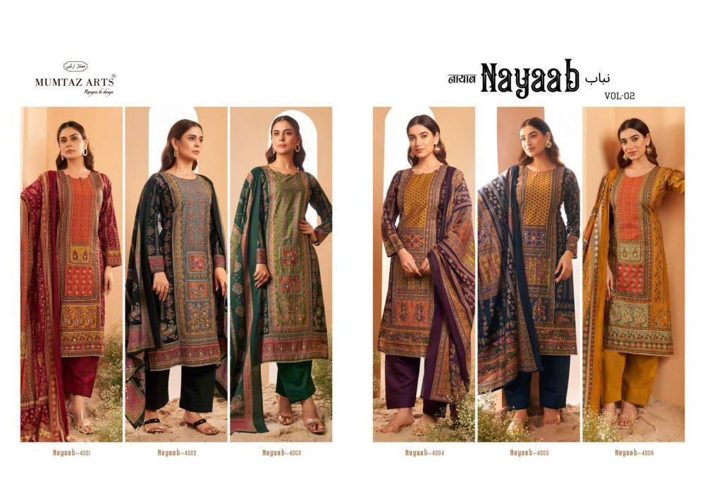 Nayaab Vol-2 By Mumtaz Arts 4001 To 4006 Series Beautiful Festive Suits Colorful Stylish Fancy Casual Wear & Ethnic Wear Viscose Muslin Print Dresses At Wholesale Price