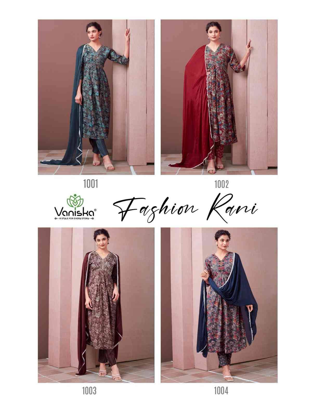 Fashion Rani By Vaniska 1001 To 1004 Series Beautiful Festive Suits Colorful Stylish Fancy Casual Wear & Ethnic Wear Chanderi Cotton Print Dresses At Wholesale Price