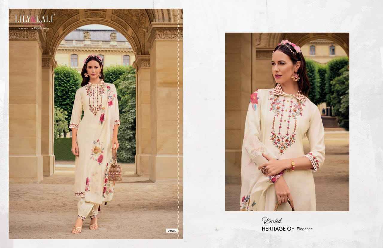 Khwaish By Lily And Lali 21501 To 21506 Series Beautiful Festive Suits Colorful Stylish Fancy Casual Wear & Ethnic Wear Viscose Silk Embroidered Dresses At Wholesale Price