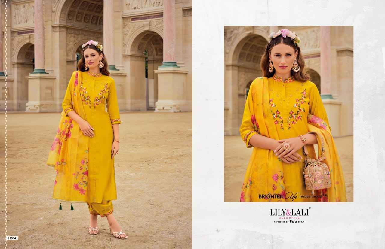 Khwaish By Lily And Lali 21501 To 21506 Series Beautiful Festive Suits Colorful Stylish Fancy Casual Wear & Ethnic Wear Viscose Silk Embroidered Dresses At Wholesale Price