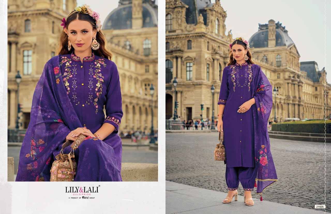 Khwaish By Lily And Lali 21501 To 21506 Series Beautiful Festive Suits Colorful Stylish Fancy Casual Wear & Ethnic Wear Viscose Silk Embroidered Dresses At Wholesale Price