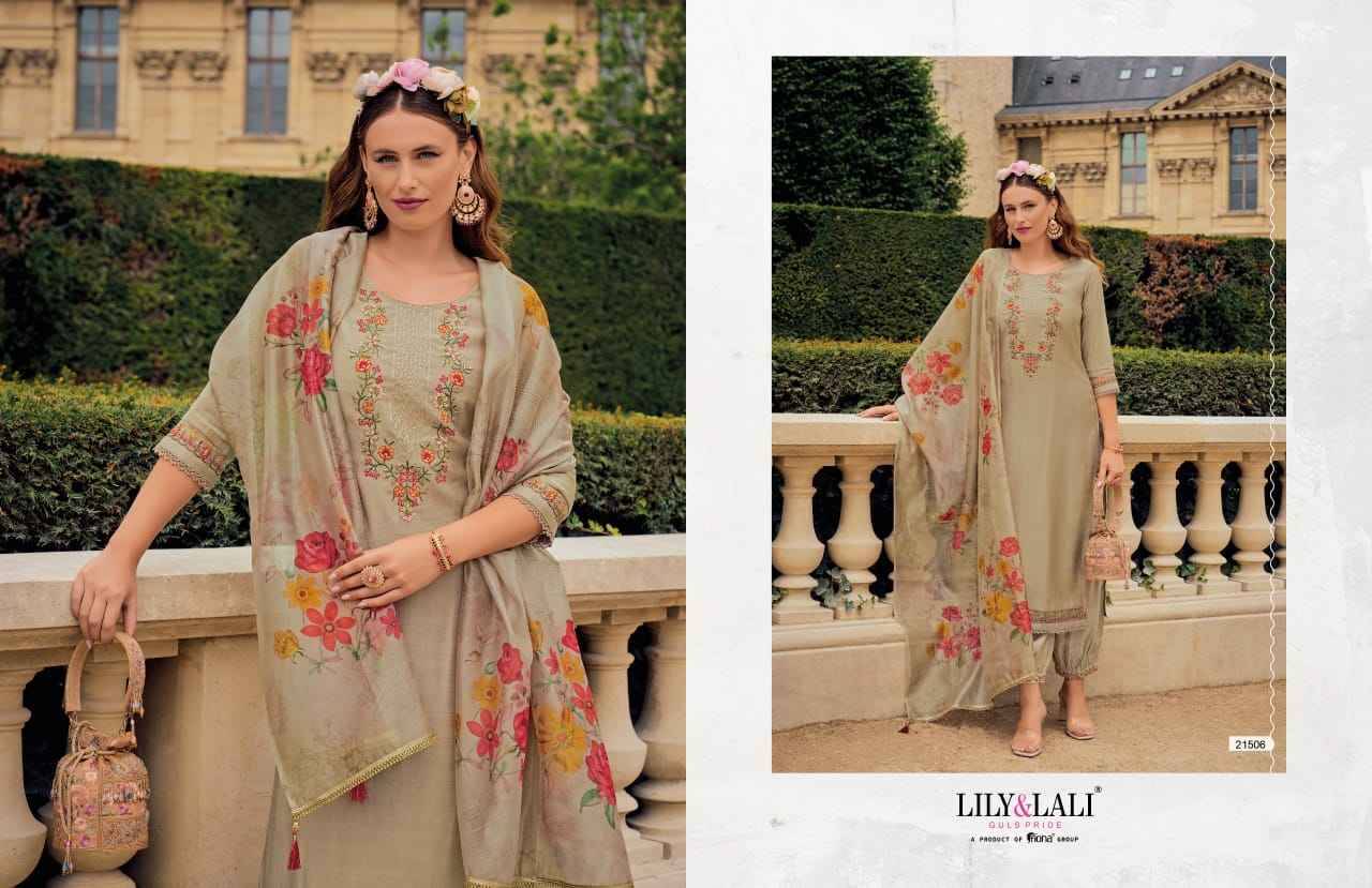 Khwaish By Lily And Lali 21501 To 21506 Series Beautiful Festive Suits Colorful Stylish Fancy Casual Wear & Ethnic Wear Viscose Silk Embroidered Dresses At Wholesale Price