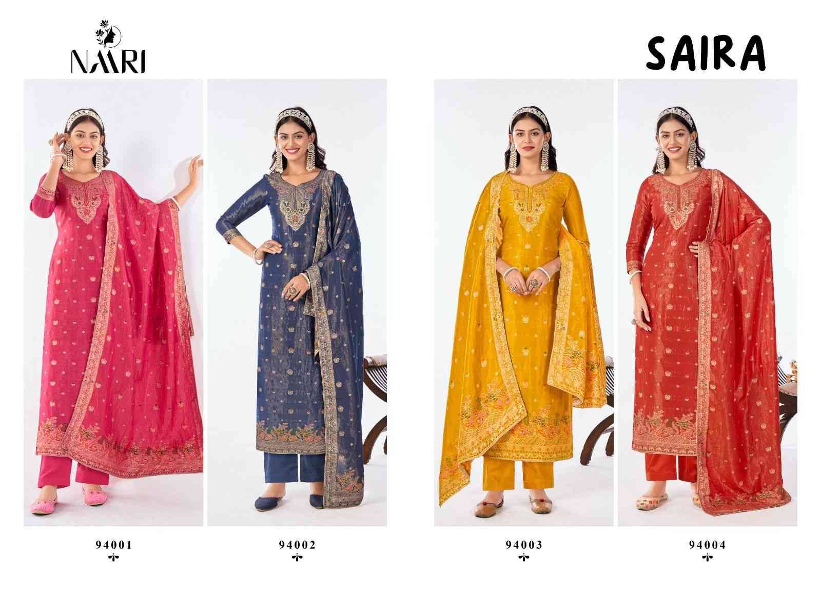 Saira By Naari 94001 To 94004 Series Beautiful Stylish Festive Suits Fancy Colorful Casual Wear & Ethnic Wear & Ready To Wear Pure Jacquard Dresses At Wholesale Price