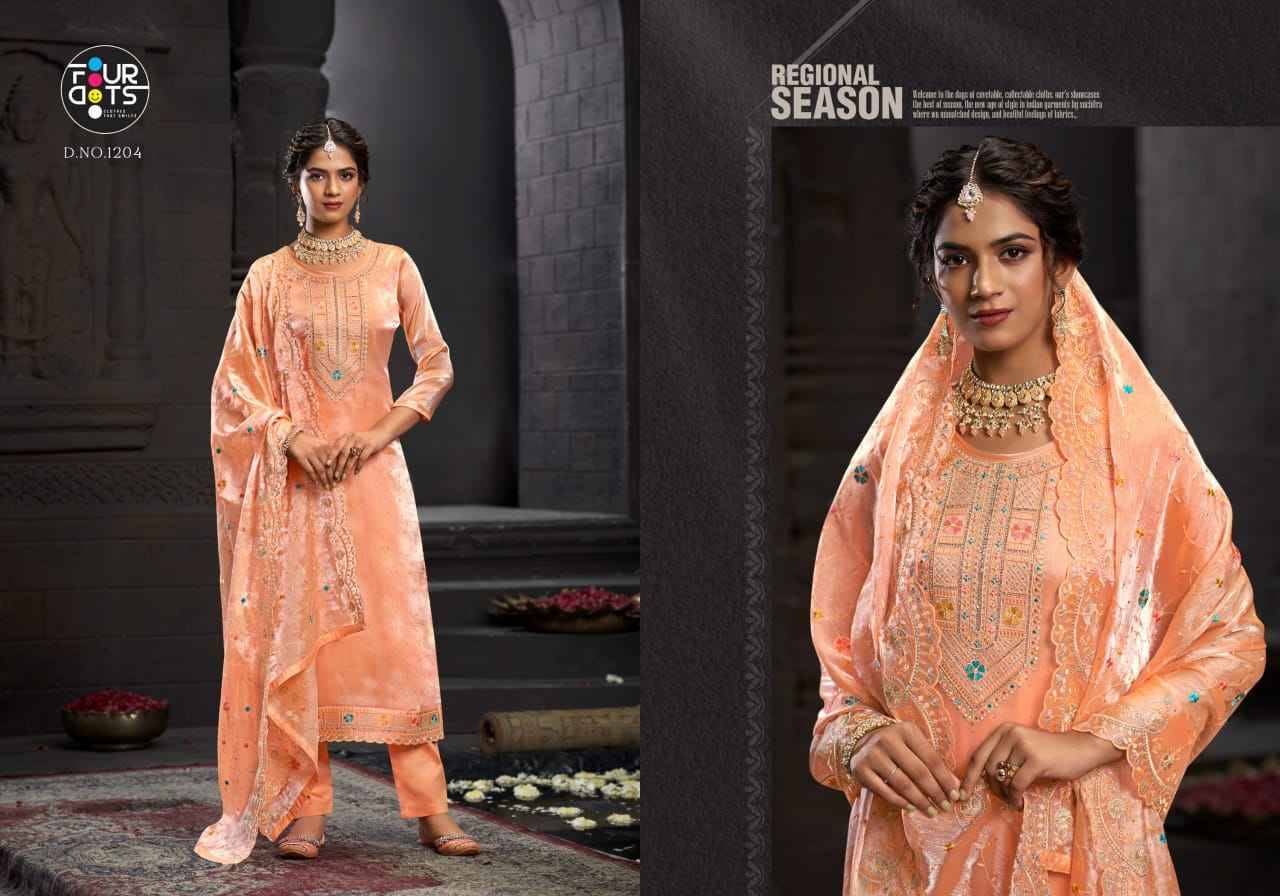 Mehboob By Four Dots 1201 To 1204 Series Beautiful Stylish Festive Suits Fancy Colorful Casual Wear & Ethnic Wear & Ready To Wear Jimmy Choo Dresses At Wholesale Price