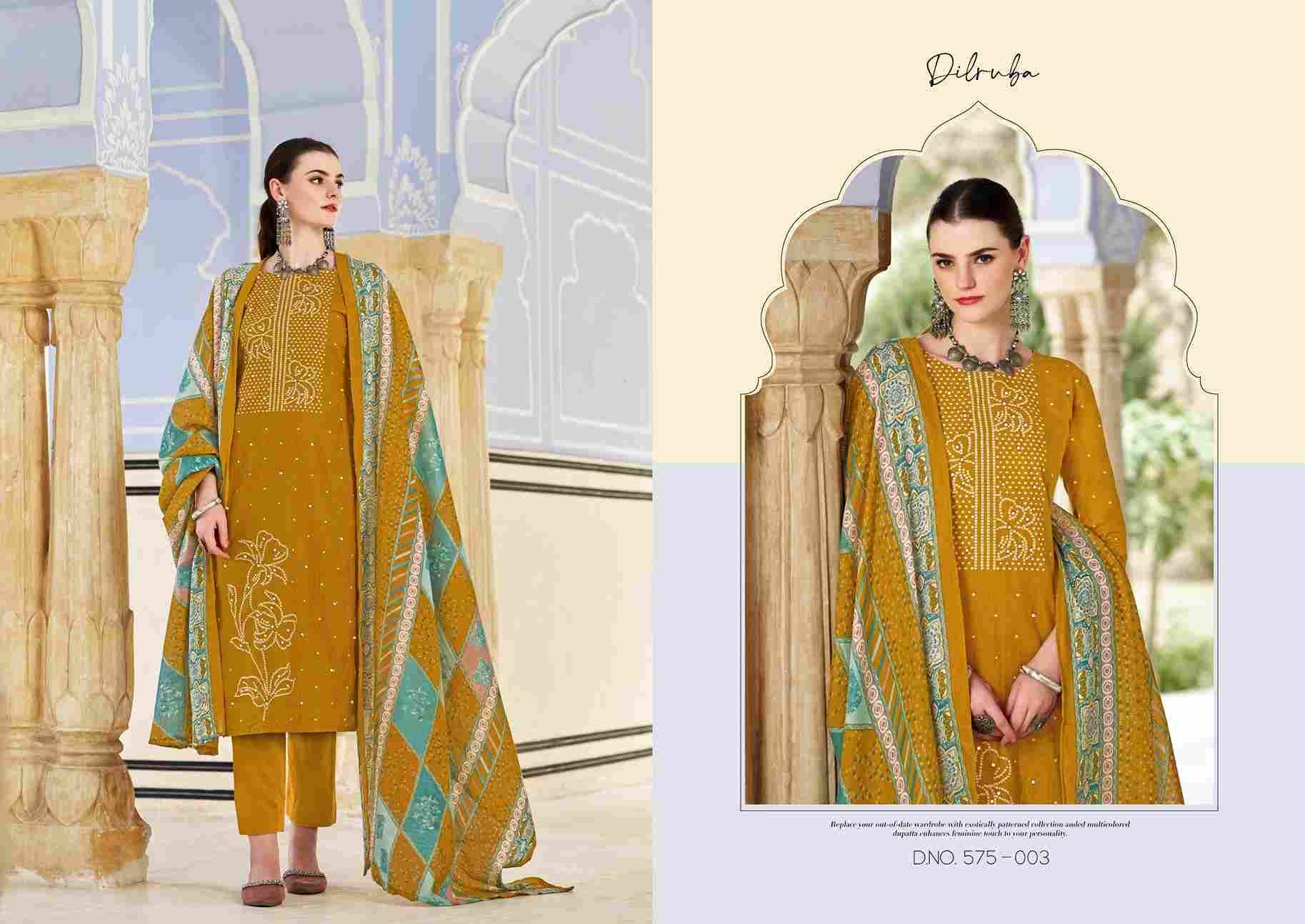 Dilruba Vol-3 By Zulfat 575-001 To 575-006 Series Beautiful Festive Suits Stylish Fancy Colorful Casual Wear & Ethnic Wear Pure Cotton Print Dresses At Wholesale Price