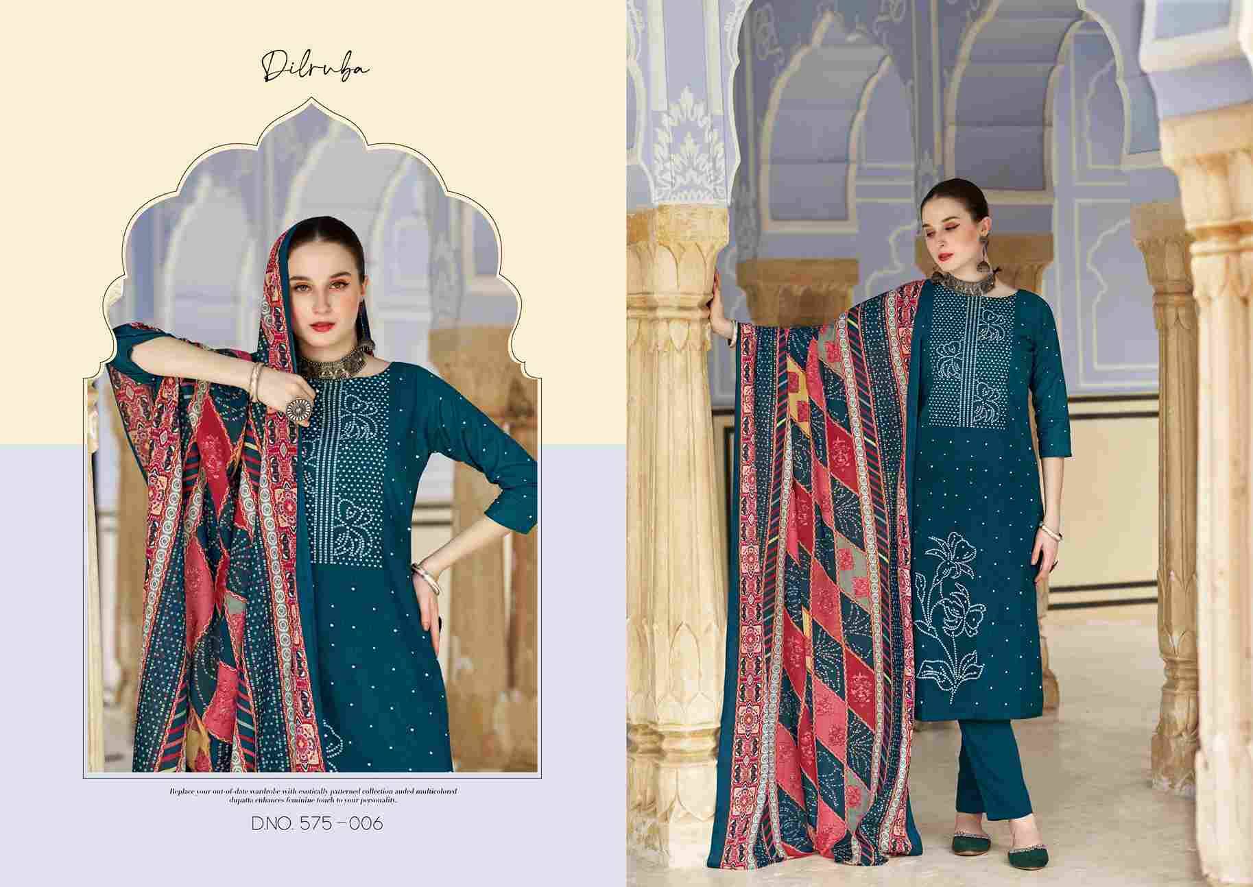 Dilruba Vol-3 By Zulfat 575-001 To 575-006 Series Beautiful Festive Suits Stylish Fancy Colorful Casual Wear & Ethnic Wear Pure Cotton Print Dresses At Wholesale Price