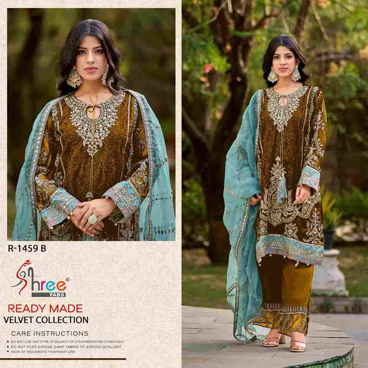 Shree Fabs Hit Design R-1459 Colours By Shree Fabs R-1459-A To R-1459-D Series Beautiful Pakistani Suits Stylish Fancy Colorful Party Wear & Occasional Wear Velvet Embroidered Dresses At Wholesale Price