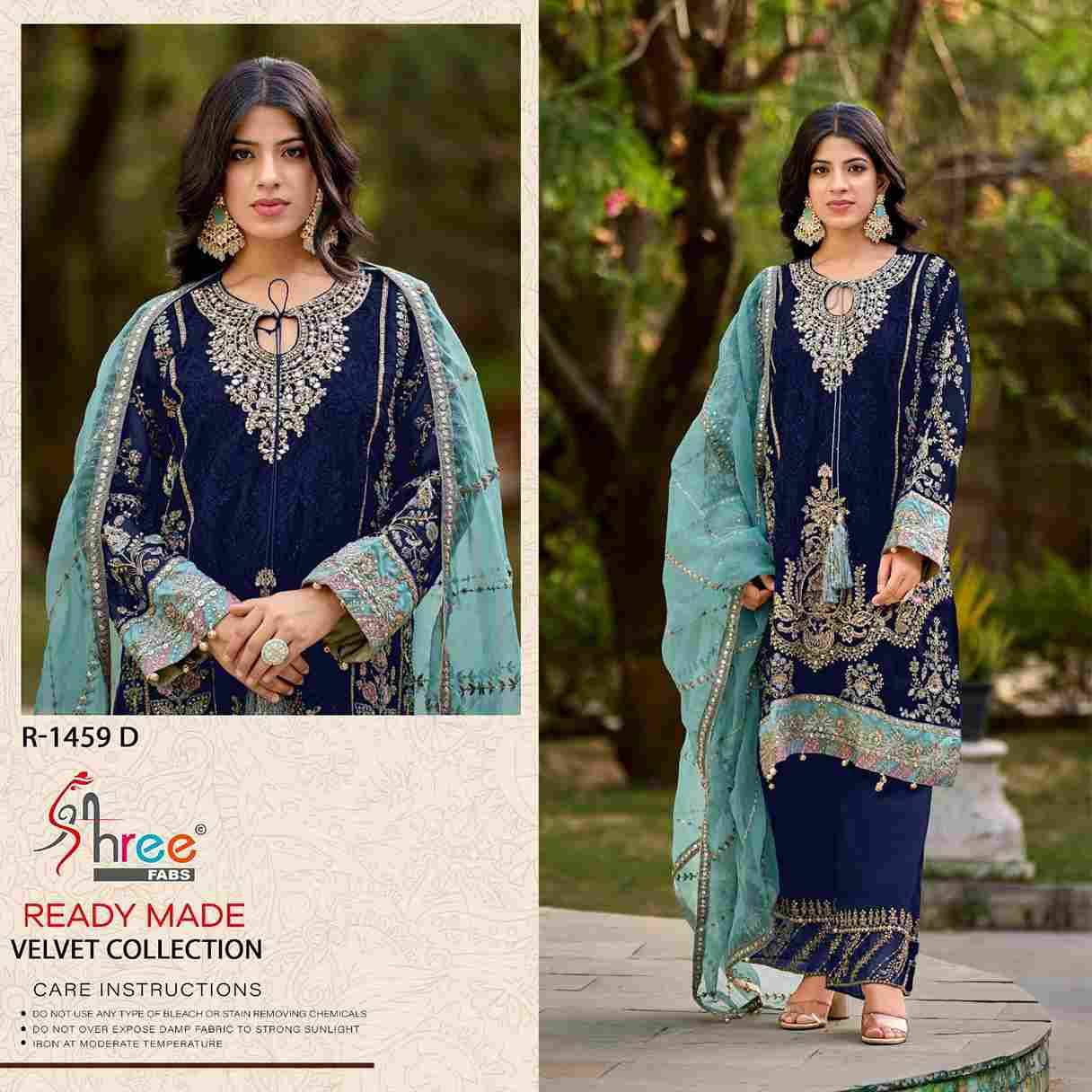 Shree Fabs Hit Design R-1459 Colours By Shree Fabs R-1459-A To R-1459-D Series Beautiful Pakistani Suits Stylish Fancy Colorful Party Wear & Occasional Wear Velvet Embroidered Dresses At Wholesale Price