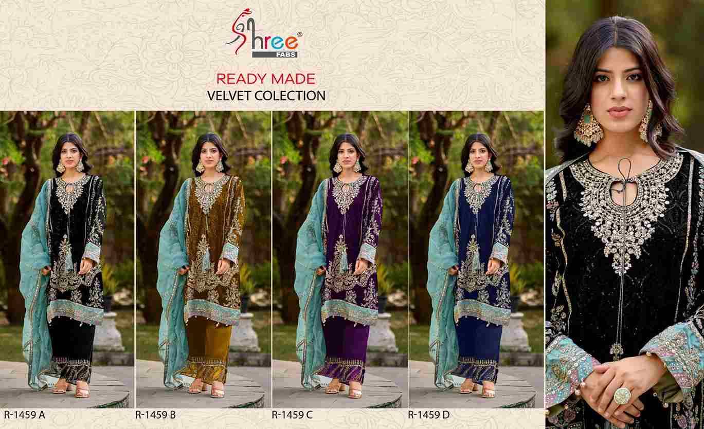 Shree Fabs Hit Design R-1459 Colours By Shree Fabs R-1459-A To R-1459-D Series Beautiful Pakistani Suits Stylish Fancy Colorful Party Wear & Occasional Wear Velvet Embroidered Dresses At Wholesale Price