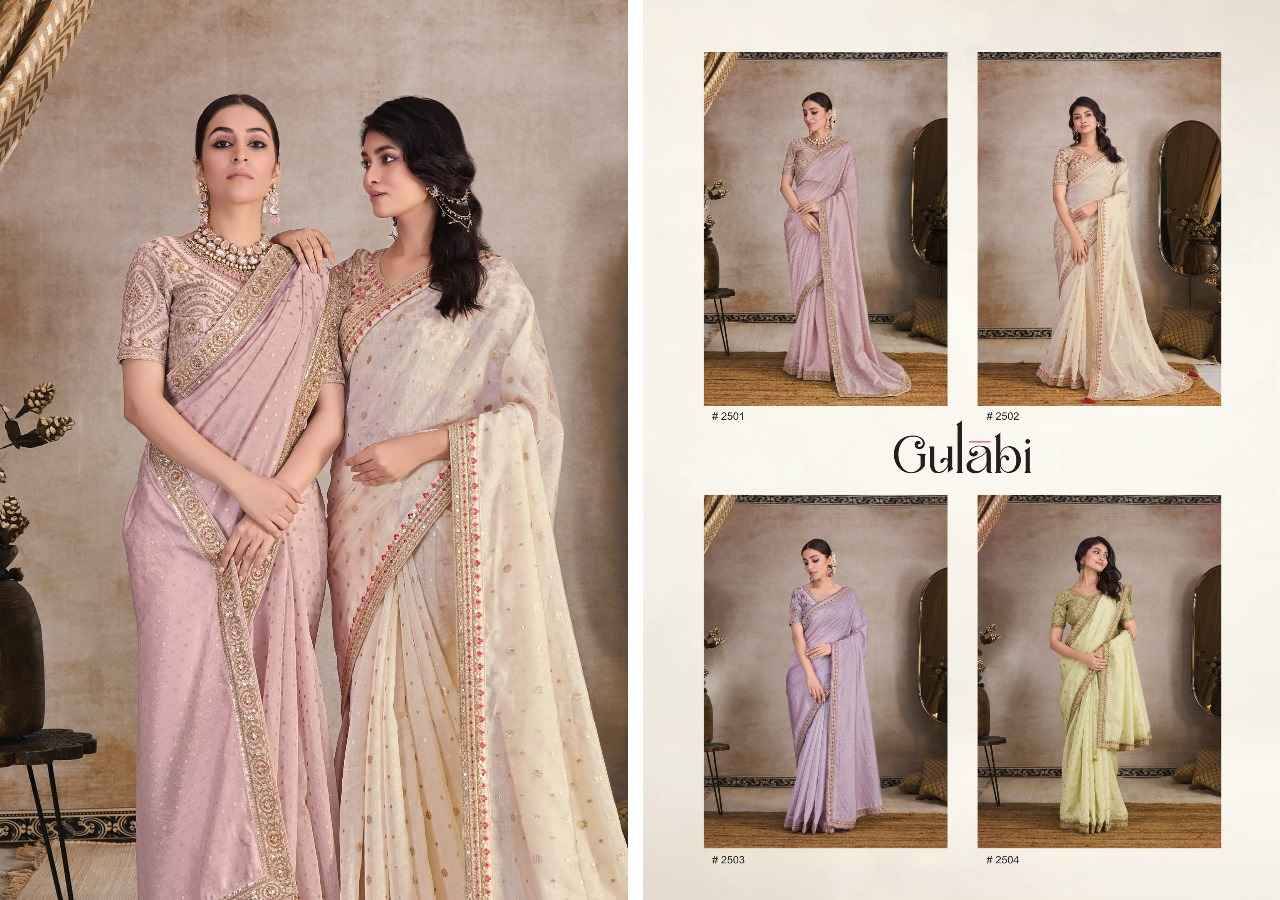 Gulabi By Renik 1001 To 1004 Series Indian Traditional Wear Collection Beautiful Stylish Fancy Colorful Party Wear & Occasional Wear Organza Jacquard Sarees At Wholesale Price