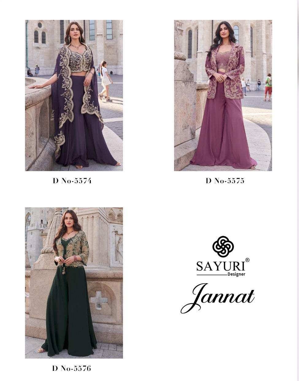 Jannat By Sayuri 5574 To 5576 Series Designer Stylish Fancy Colorful Beautiful Party Wear & Ethnic Wear Collection Premium Silk Tops With Bottom At Wholesale Price