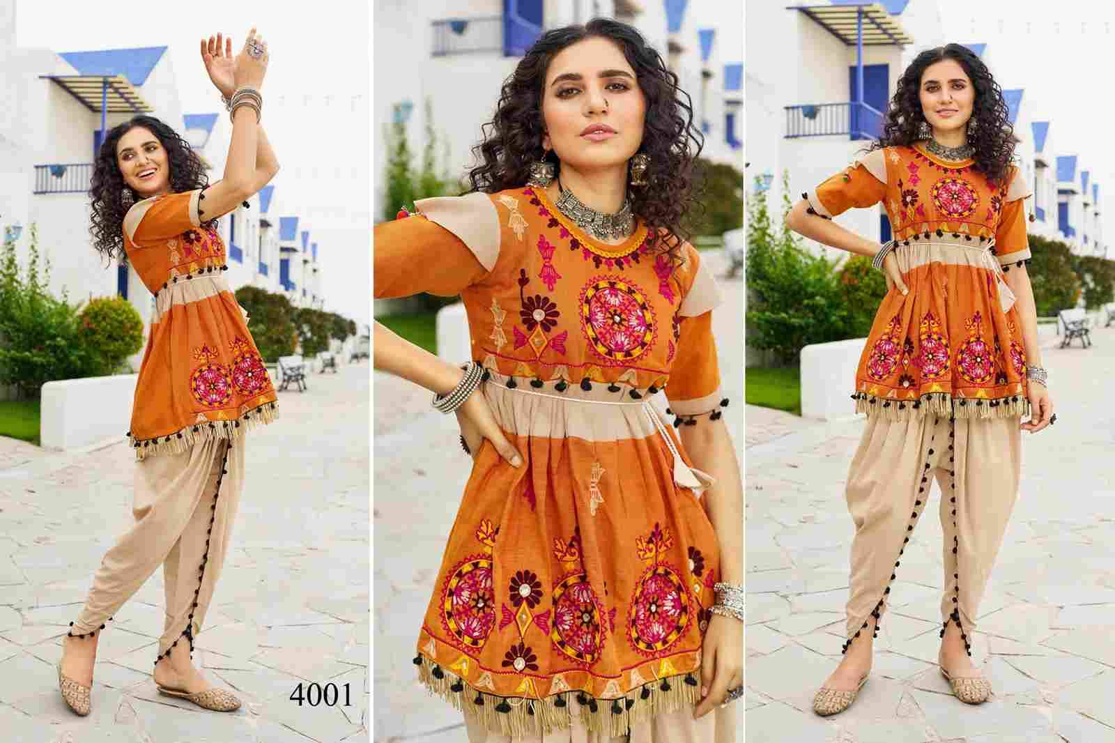 Dholida Vol-4 By Kaamiri 4001 To 4014 Series Designer Stylish Fancy Colorful Beautiful Party Wear & Ethnic Wear Collection Pure Cotton Tops With Dhoti At Wholesale Price