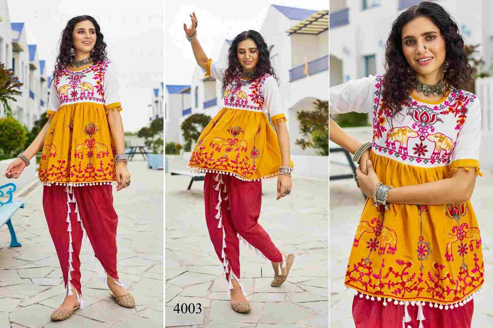 Dholida Vol-4 By Kaamiri 4001 To 4014 Series Designer Stylish Fancy Colorful Beautiful Party Wear & Ethnic Wear Collection Pure Cotton Tops With Dhoti At Wholesale Price