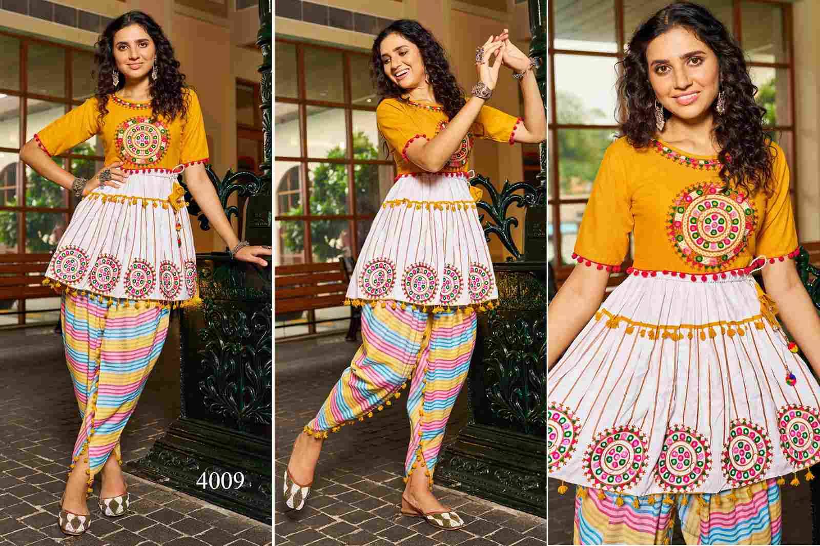 Dholida Vol-4 By Kaamiri 4001 To 4014 Series Designer Stylish Fancy Colorful Beautiful Party Wear & Ethnic Wear Collection Pure Cotton Tops With Dhoti At Wholesale Price