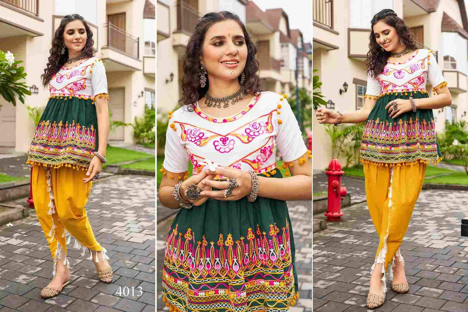 Dholida Vol-4 By Kaamiri 4001 To 4014 Series Designer Stylish Fancy Colorful Beautiful Party Wear & Ethnic Wear Collection Pure Cotton Tops With Dhoti At Wholesale Price