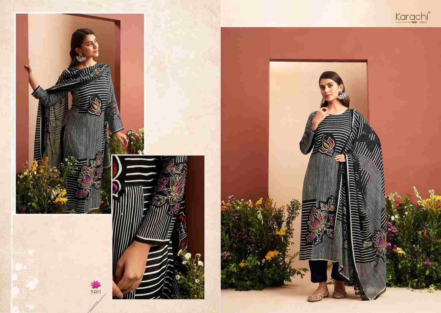 Evara By Karachi Prints 5401 To 5404 Series Beautiful Festive Suits Colorful Stylish Fancy Casual Wear & Ethnic Wear Pure Viscose Muslin Print With Work Dresses At Wholesale Price