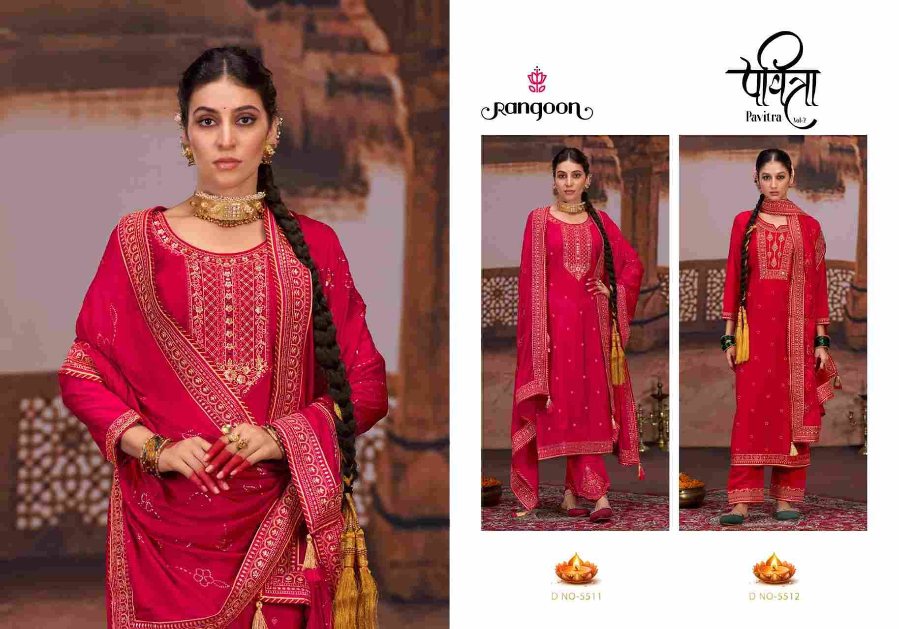 Pavitra Vol-2 By Rangoon 5511 To 5512 Series Beautiful Festive Suits Colorful Stylish Fancy Casual Wear & Ethnic Wear Silk With Work Dresses At Wholesale Price