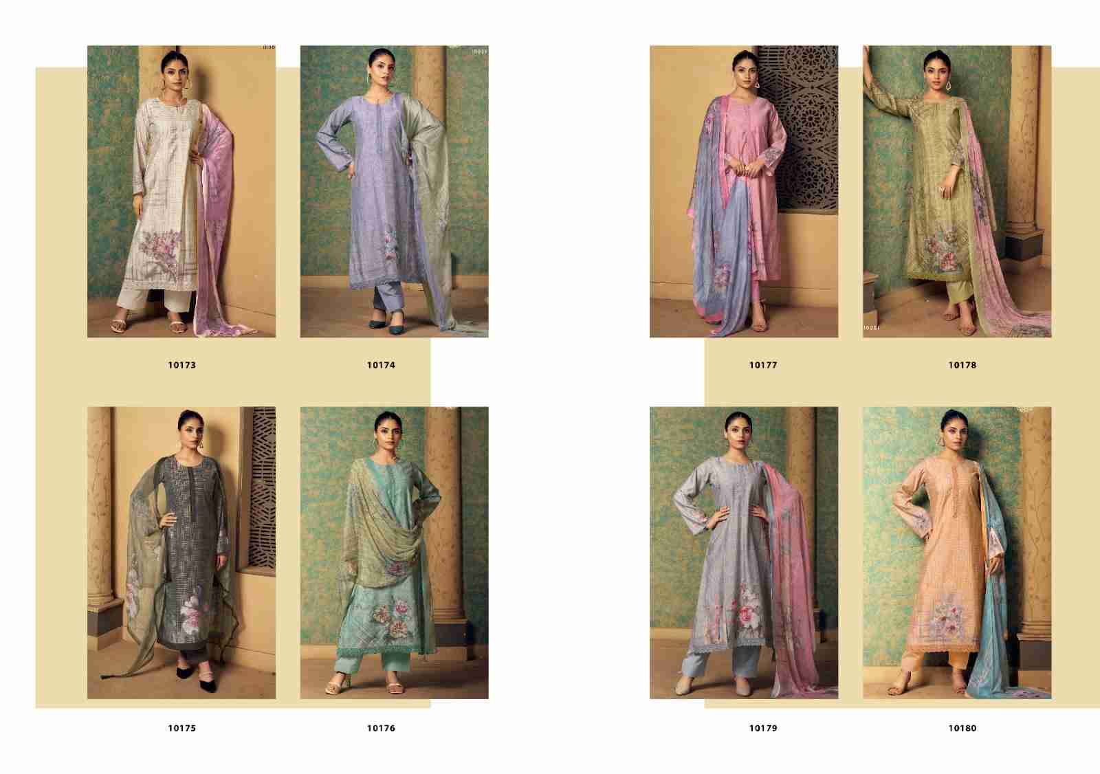 Ahaana By Sadhana Fashion 10173 To 10180 Series Designer Festive Suits Beautiful Fancy Stylish Colorful Party Wear & Occasional Wear Pure Muslin Silk Print Dresses At Wholesale Price