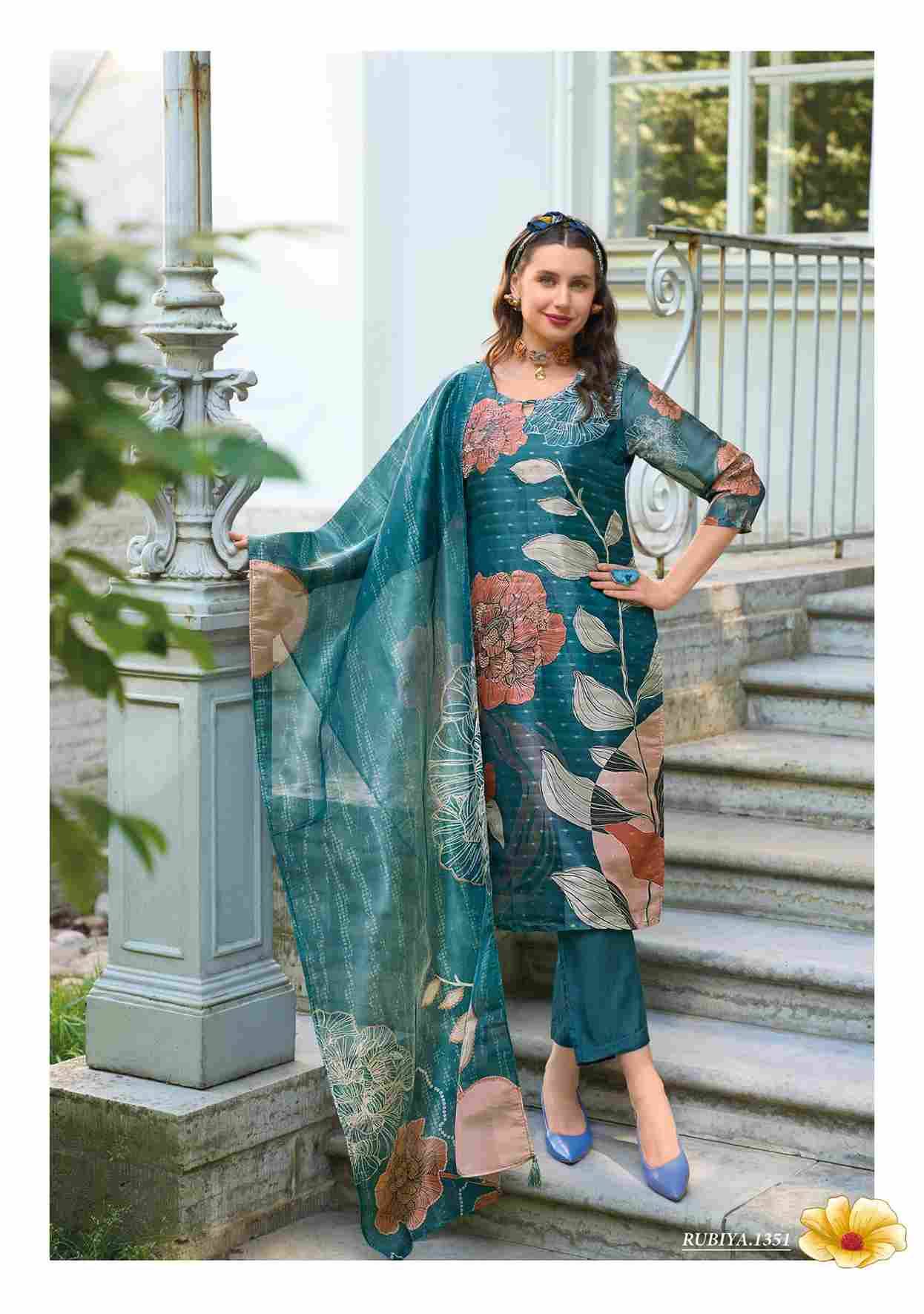 Rubiya By Lady Leela 1351 To 1356 Series Designer Festive Suits Beautiful Fancy Stylish Colorful Party Wear & Occasional Wear Jacquard Print Dresses At Wholesale Price