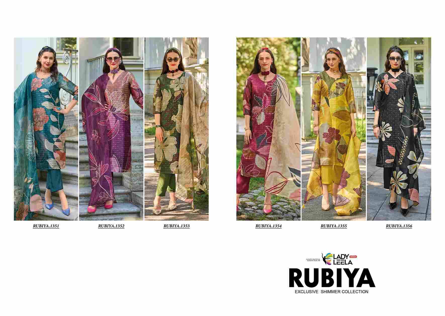 Rubiya By Lady Leela 1351 To 1356 Series Designer Festive Suits Beautiful Fancy Stylish Colorful Party Wear & Occasional Wear Jacquard Print Dresses At Wholesale Price