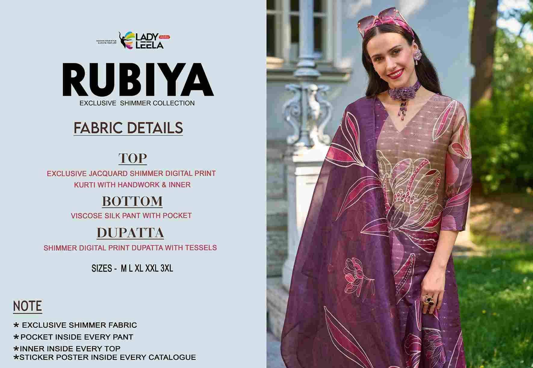 Rubiya By Lady Leela 1351 To 1356 Series Designer Festive Suits Beautiful Fancy Stylish Colorful Party Wear & Occasional Wear Jacquard Print Dresses At Wholesale Price