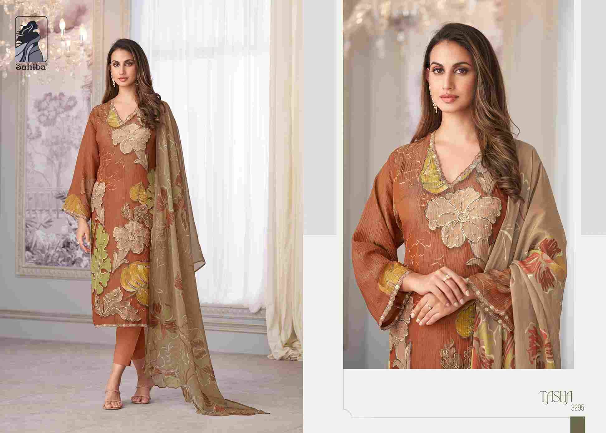 Tasha By Sahiba Fabrics Beautiful Festive Suits Colorful Stylish Fancy Casual Wear & Ethnic Wear Shimmer Tissue Dresses At Wholesale Price