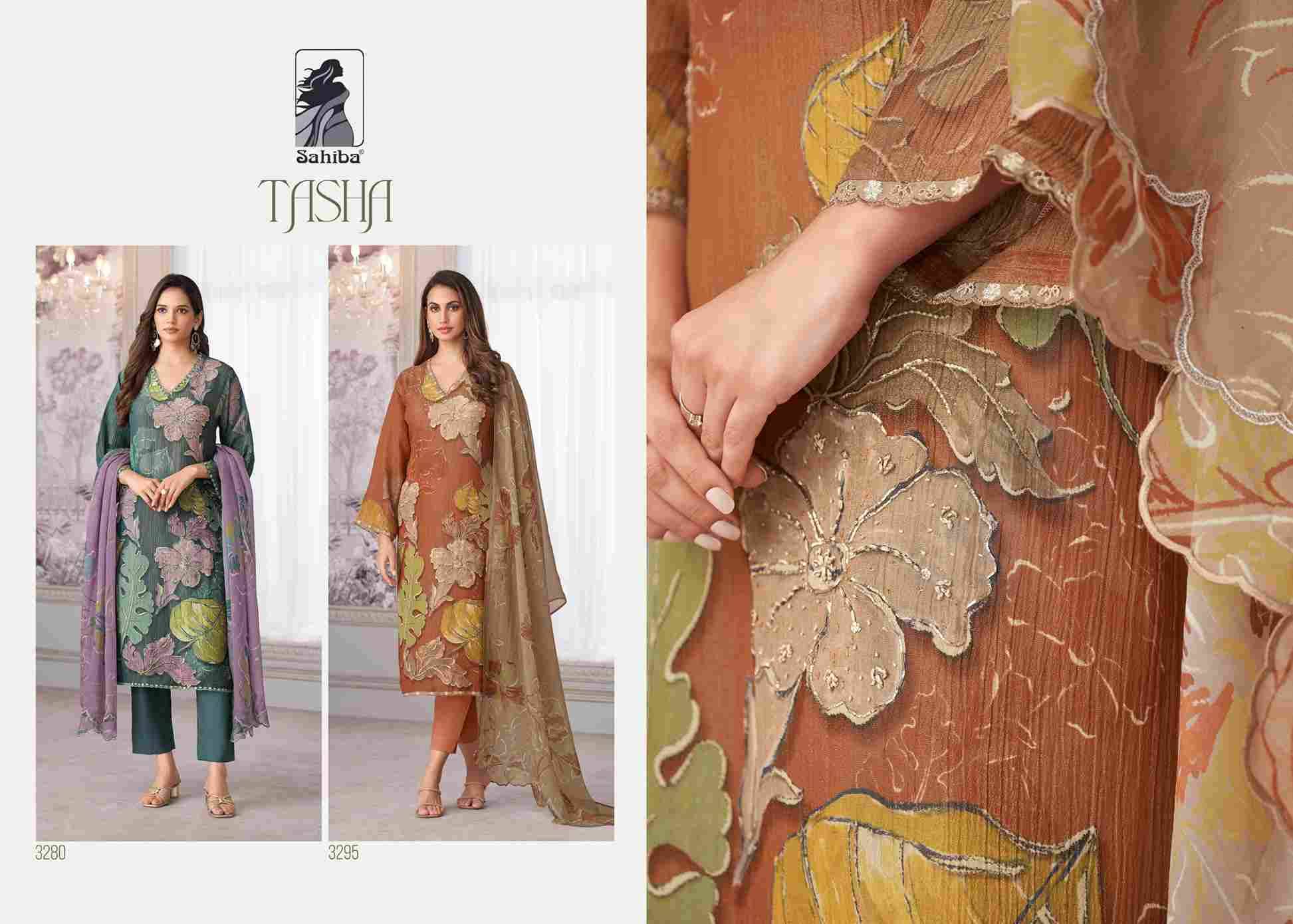 Tasha By Sahiba Fabrics Beautiful Festive Suits Colorful Stylish Fancy Casual Wear & Ethnic Wear Shimmer Tissue Dresses At Wholesale Price