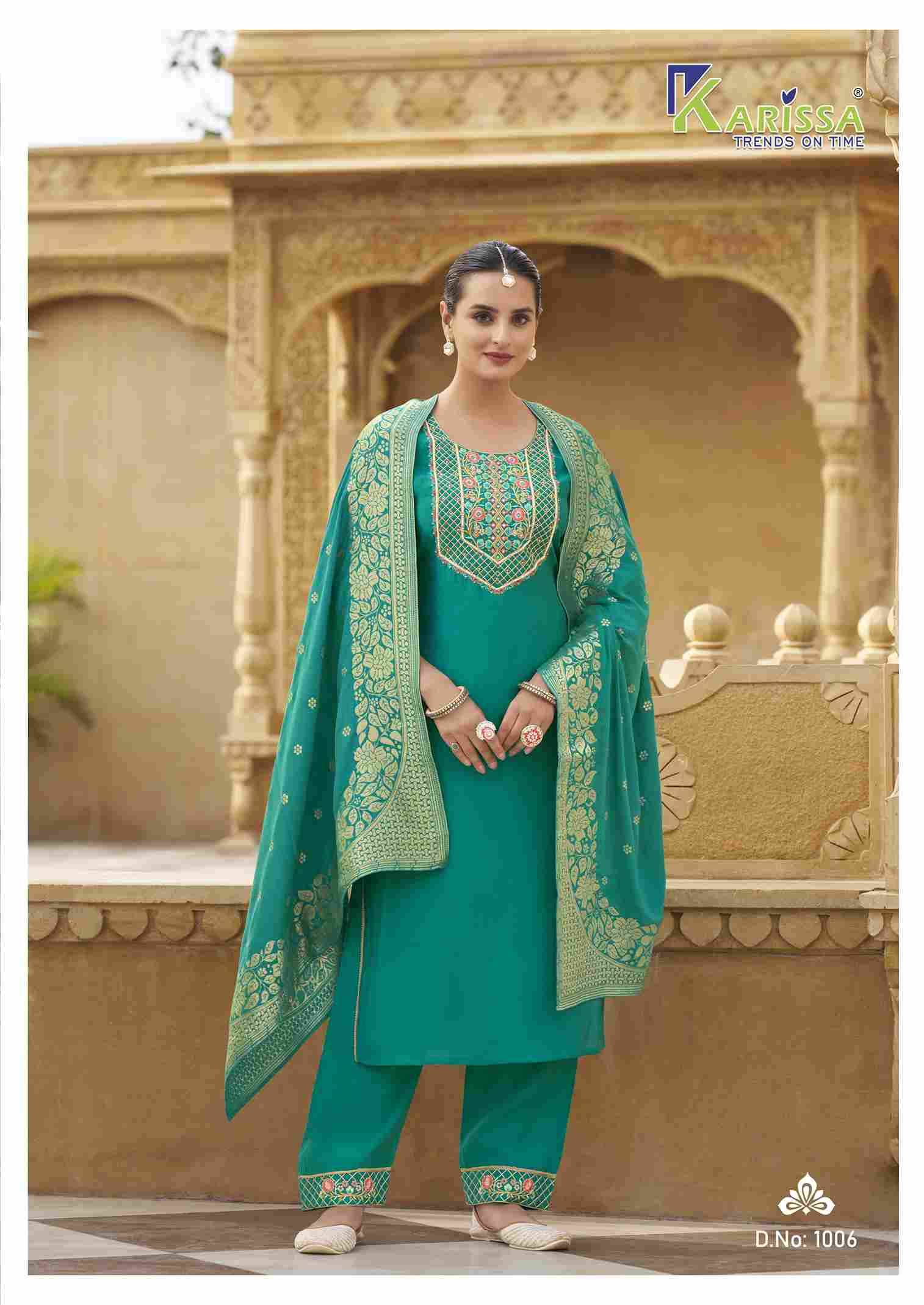 Roshani By Karissa 1001 To 1006 Series Beautiful Festive Suits Colorful Stylish Fancy Casual Wear & Ethnic Wear Viscose Silk With Work Dresses At Wholesale Price