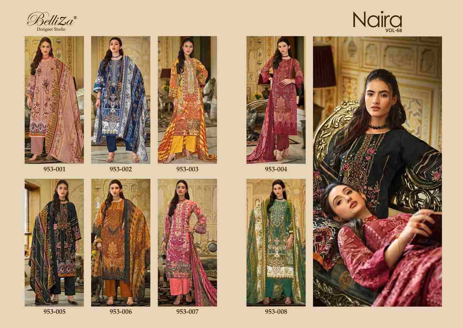 Naira Vol-68 By Belliza 953-001 To 953-008 Series Beautiful Festive Suits Stylish Fancy Colorful Casual Wear & Ethnic Wear Pure Cotton Print Dresses At Wholesale Price