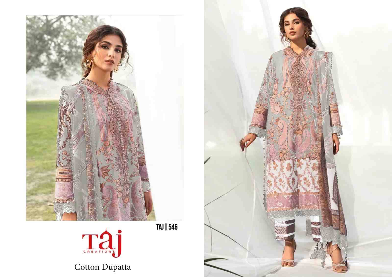 Taj Hit Design 548 By Taj Creation Beautiful Pakistani Suits Colorful Stylish Fancy Casual Wear & Ethnic Wear Pure Cotton Print With Embroidered Dresses At Wholesale Price