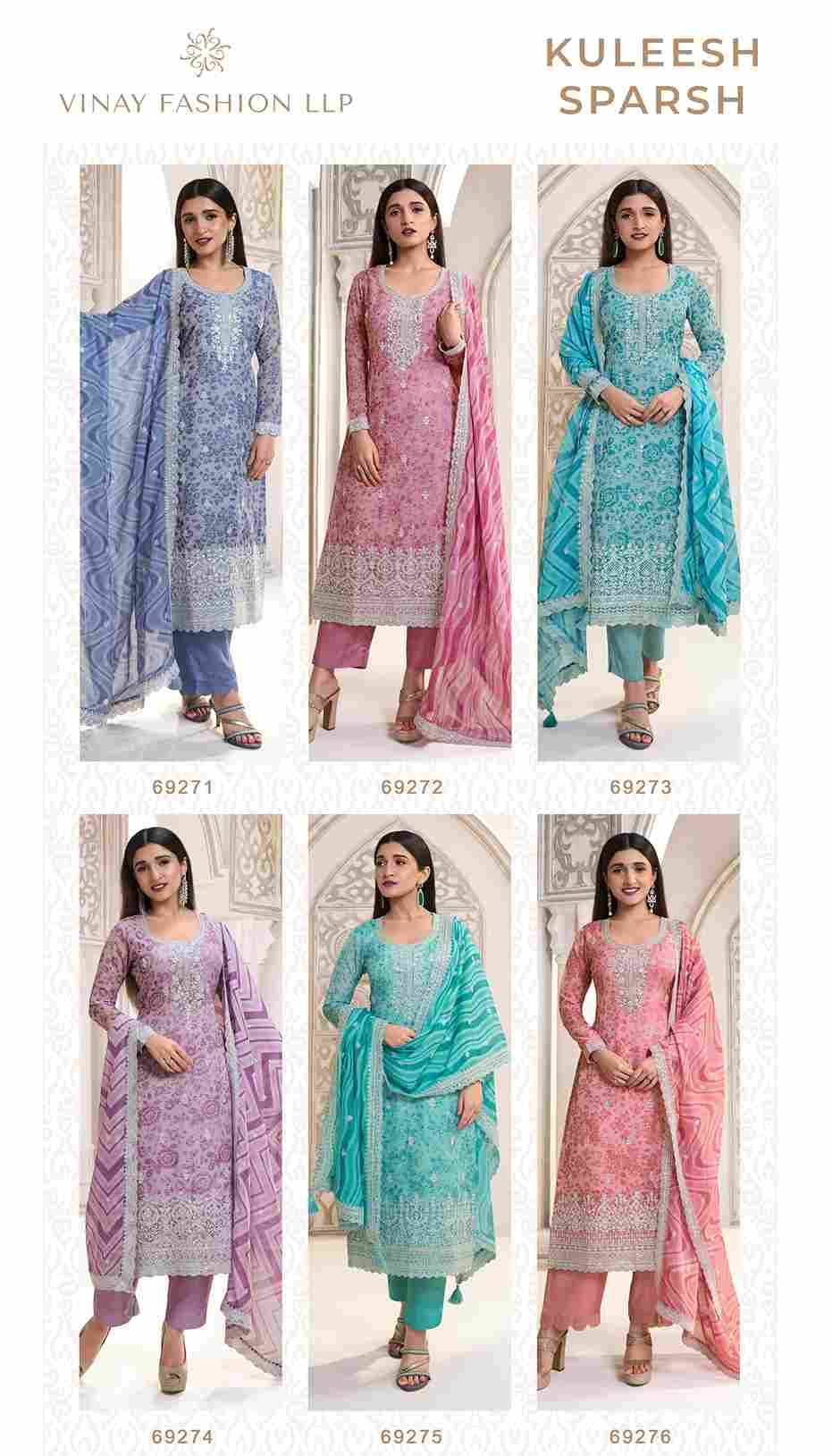 Sparsh By Vinay Fashion 69271 To 69276 Series Designer Festive Festive Suits Collection Beautiful Stylish Fancy Colorful Party Wear & Occasional Wear Organza Dresses At Wholesale Price