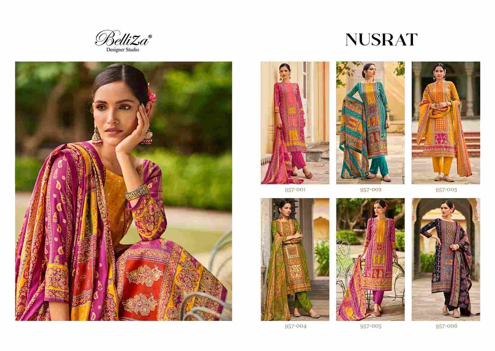 Nusrat By Belliza 957-001 To 957-006 Series Beautiful Festive Suits Stylish Fancy Colorful Casual Wear & Ethnic Wear Pure Viscose Muslin Print Dresses At Wholesale Price