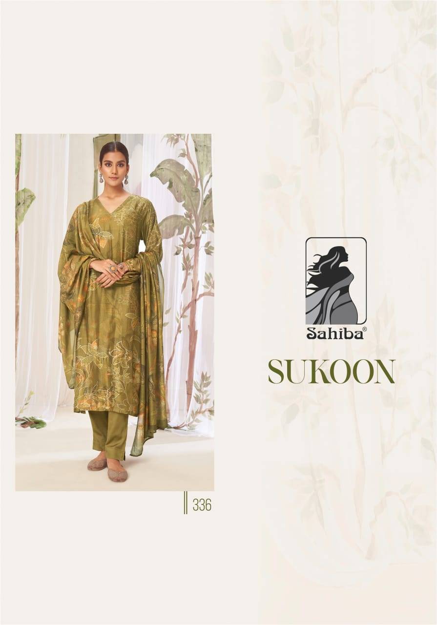 Sukoon By Sahiba Fabrics Beautiful Festive Suits Colorful Stylish Fancy Casual Wear & Ethnic Wear Muslin Silk Dresses At Wholesale Price