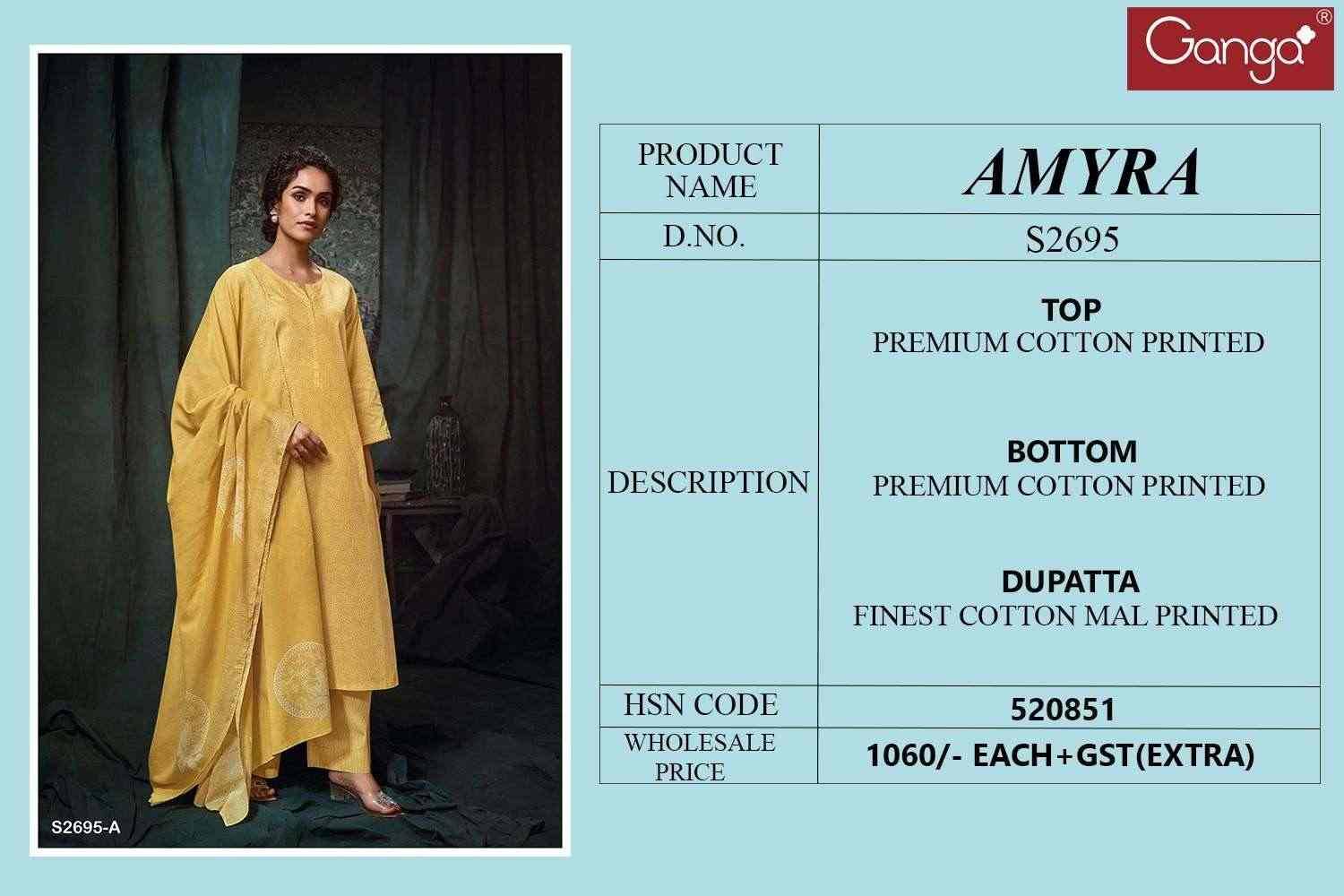 Amyra-2695 By Ganga Fashion 2695-A To 2695-D Series Beautiful Festive Suits Colorful Stylish Fancy Casual Wear & Ethnic Wear Premium Cotton Dresses At Wholesale Price