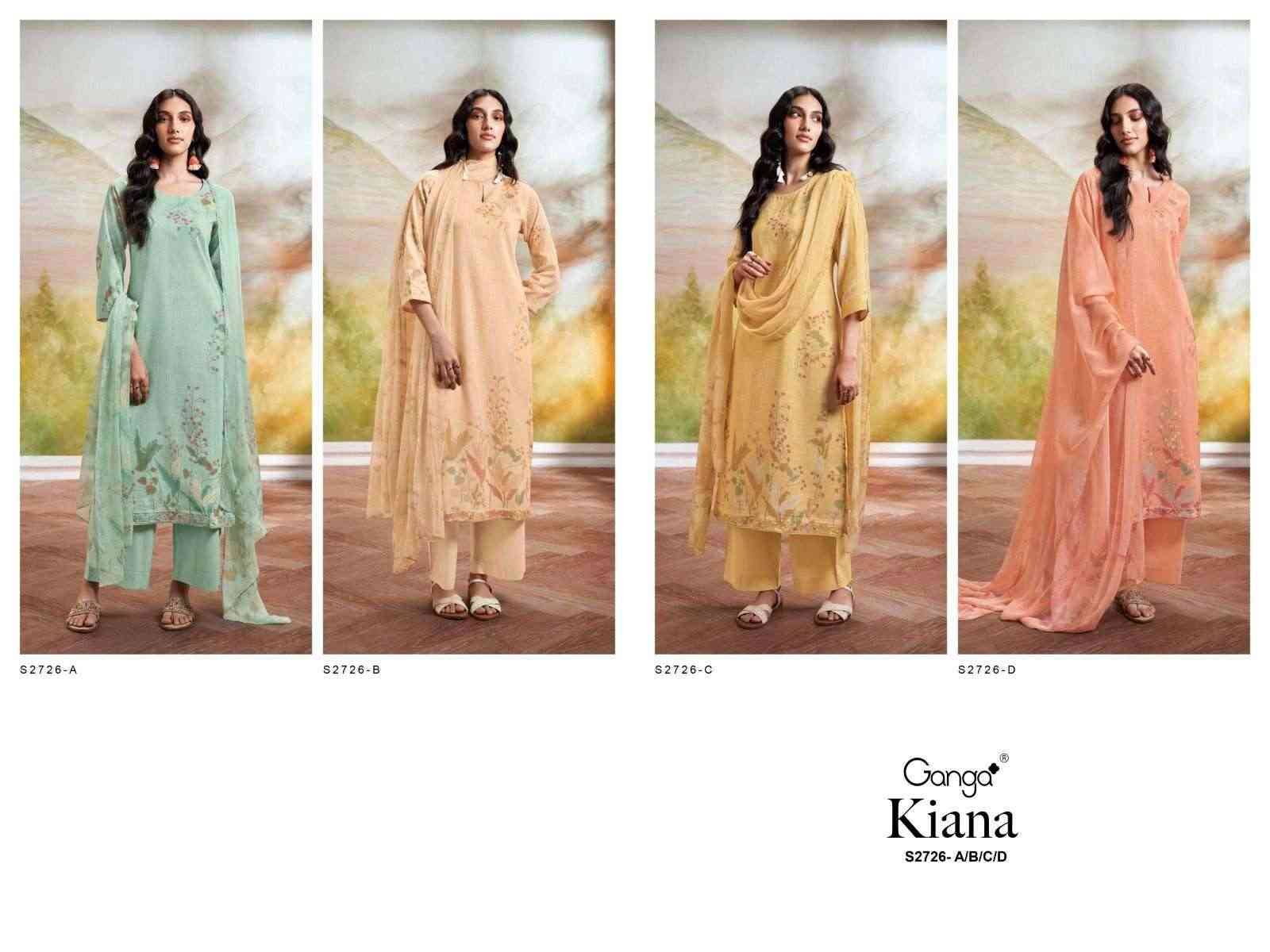 Kiana-2726 By Ganga Fashion 2726-A To 2726-D Series Beautiful Festive Suits Colorful Stylish Fancy Casual Wear & Ethnic Wear Premium Cotton Linen Dresses At Wholesale Price